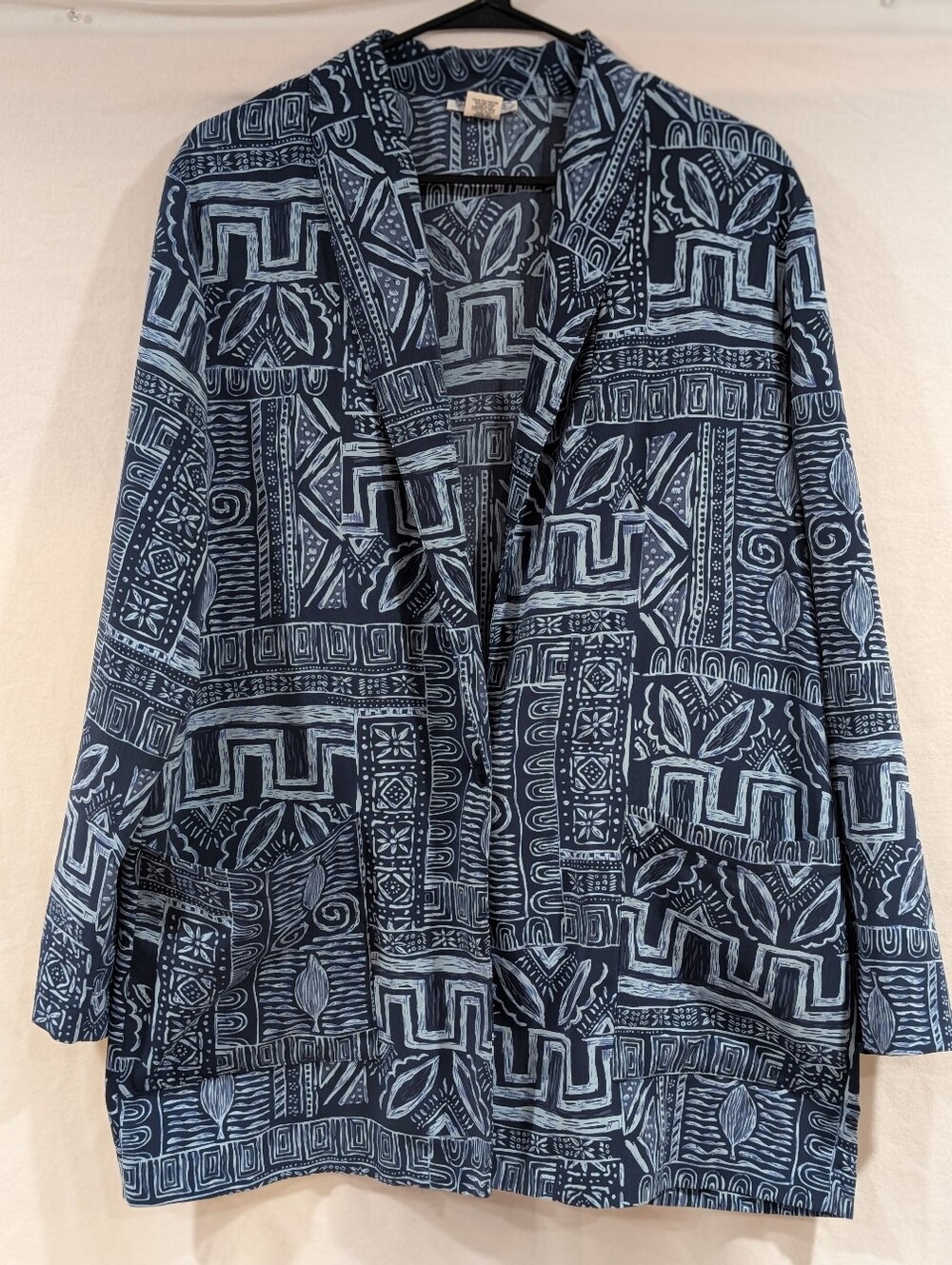 Vintage Ship'n Shore Abstract Geometric Print Blazer Lightweight Jacket L